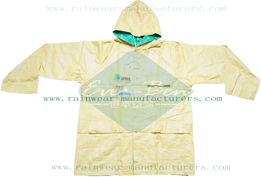 Multi-layers PVC heavy duty rain gear for work-heavy rain coat-yellow plastic raincoat